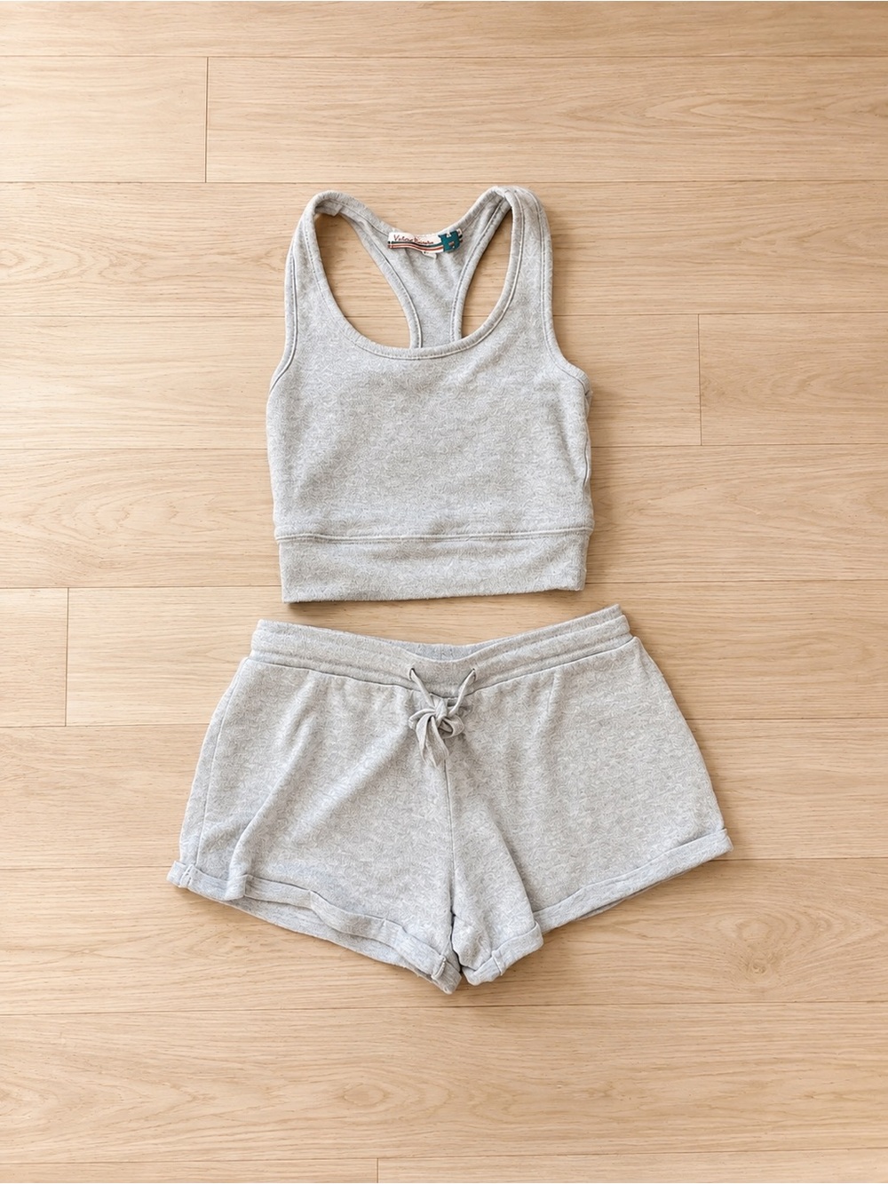 Vintage Havana Light Blue Kids Racerback Crop & Lounge Shorts Set